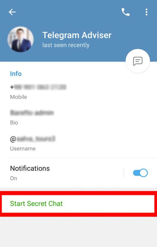 Telegram secret chat first step