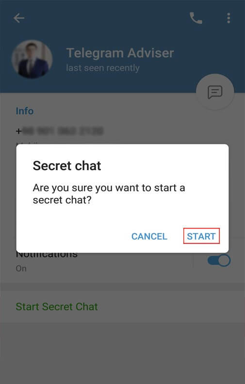 Start Telegram secret chat
