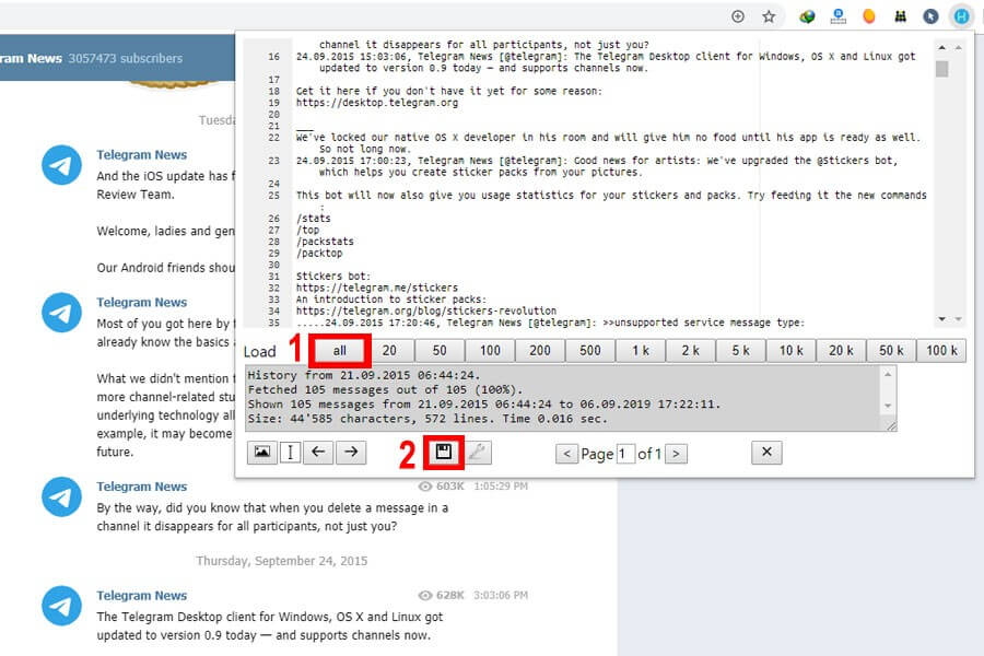 save your Telegram backup file
