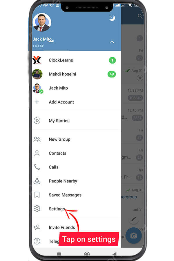 Open Telegram and go to Settings