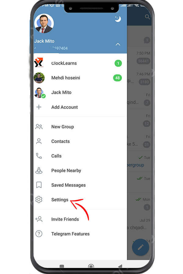 tap on setting