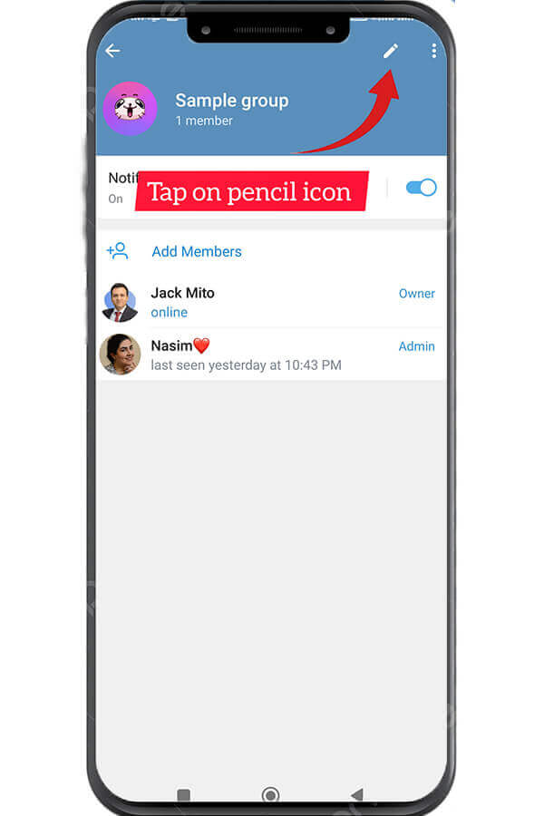 tap on pencil icon