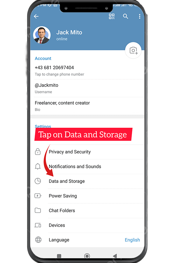 Data and Storage را انتخاب کنید