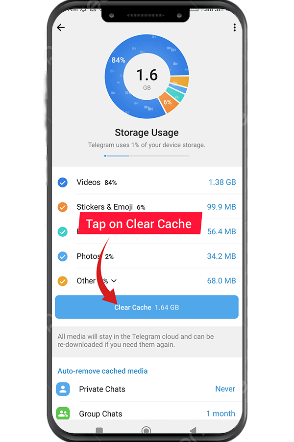 Tap Clear Cache